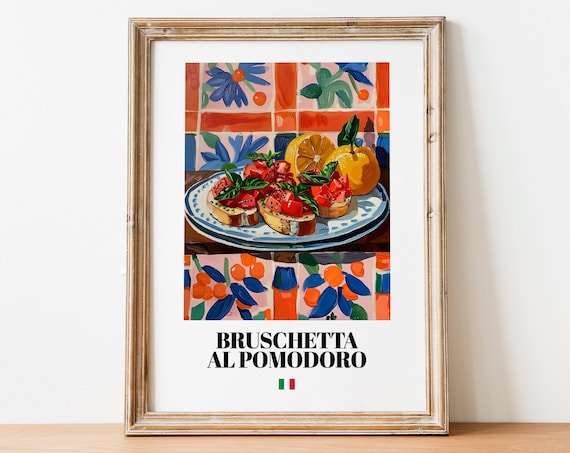 Bruschetta al Pomodoro Italian Tomato Appetizer Art Print Gift