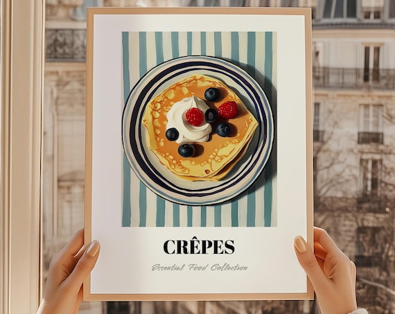 Crepes with Berries French Breakfast Still Life Food Art Cafe Poster