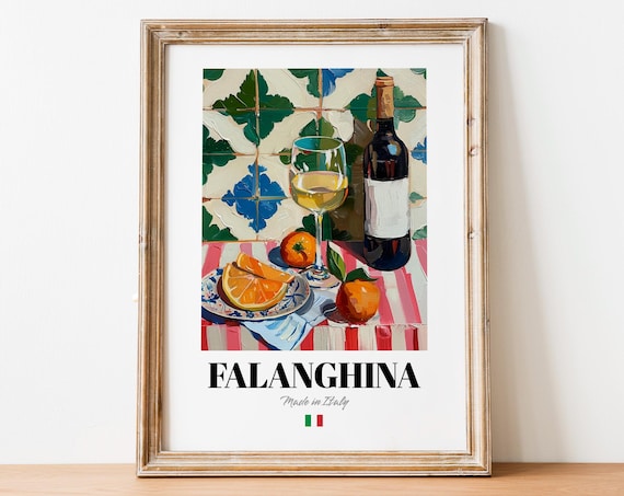 Vintage Falanghina Bottle Print Poster Italian Vineyard Art For Homes