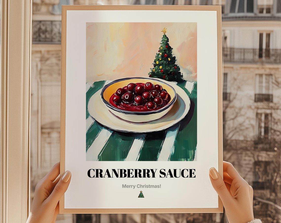 Cranberry Sauce Christmas Holiday Table Festive Food Art Poster