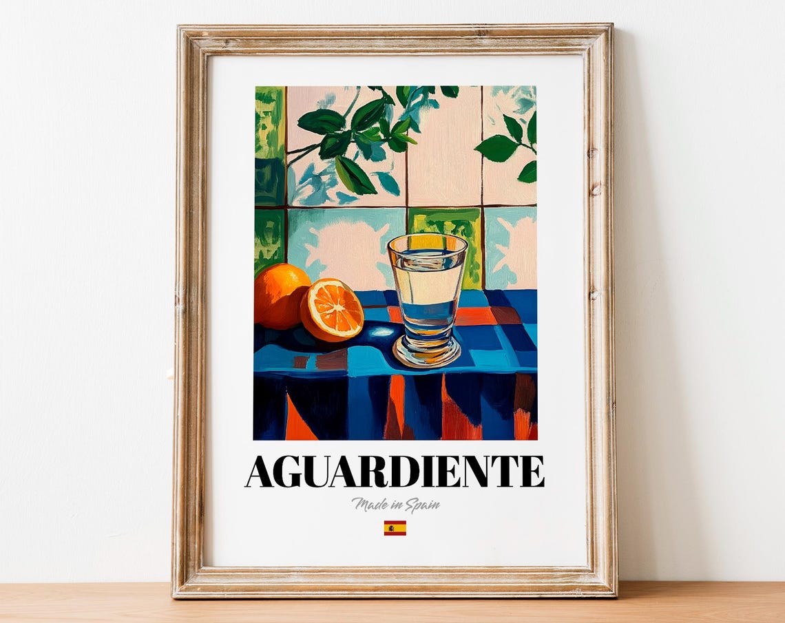 Spanish Aguardiente Art Print Poster Strong Liquor Artwork For Bars And Cafs