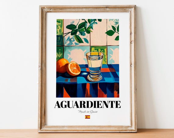 Spanish Aguardiente Art Print Poster Strong Liquor Artwork For Bars And Cafs
