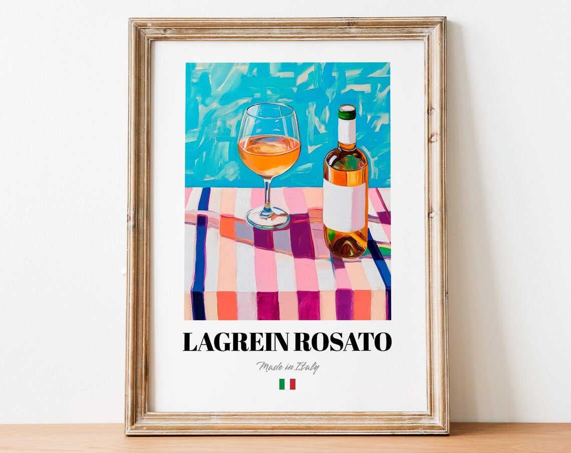 Italian Lagrein Rosato Art Print Poster Vineyard Artwork For Bars And Cafs
