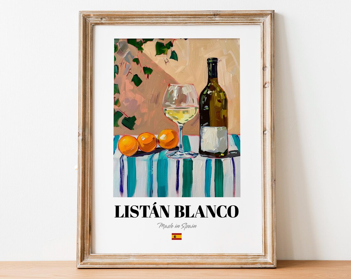 Spanish Listn Blanco Art Print Poster Volcanic Wine Artwork For Bars And Cafs