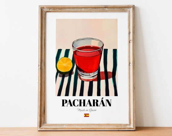 Vintage Pacharn Bottle Print Poster Liqueur Art For Culinary Spaces