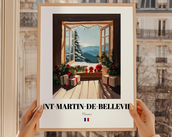 Saintmartindebelleville France Ski Resort Wall Decor Print Poster Christmas Gift
