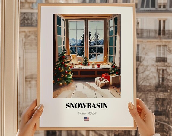 Snowbasin Utah Usa Ski Resort Wall Decor Print Poster Christmas Gift Art