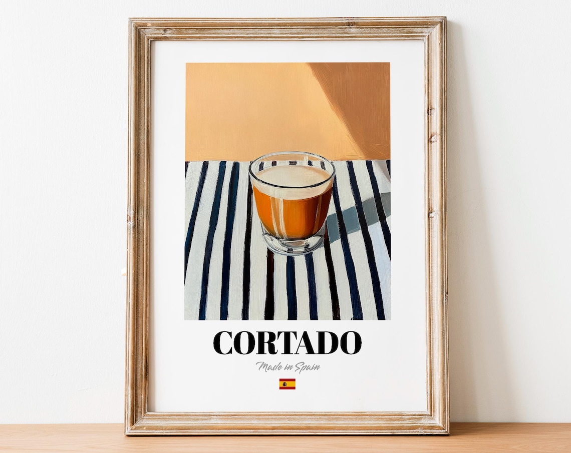 Handdrawn Cortado Poster, Boho Culinary Spaces