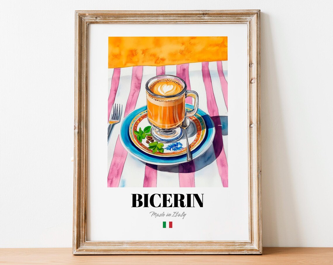 Bicerin Wall Art Print Poster Italian Chocolate Coffee Artwork For Kitchens