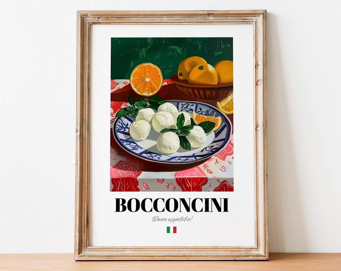 Bocconcini Buon Appetito Mozzarella Basil Still Life Art Print