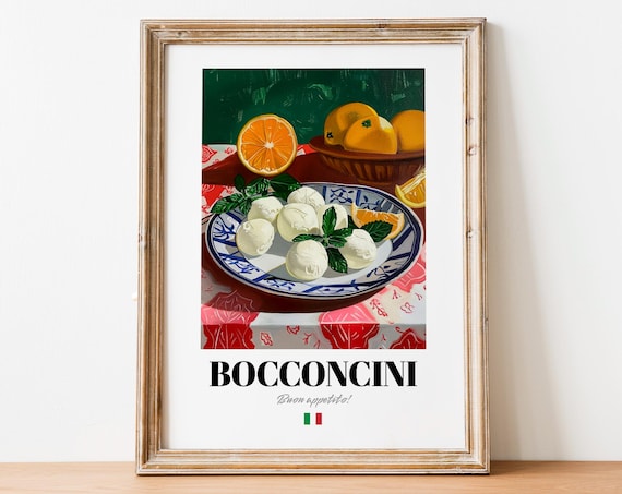 Bocconcini Buon Appetito Mozzarella Basil Still Life Art Print