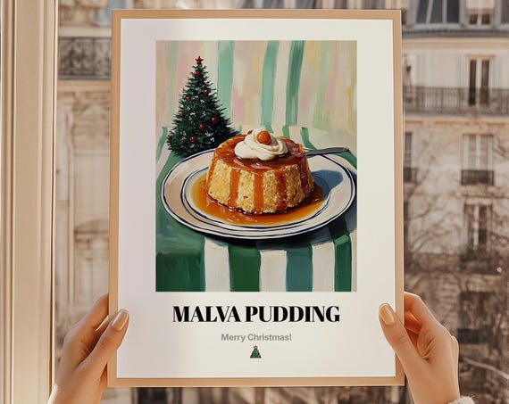 Malva Pudding South African Christmas Dessert Oil Painting Poster