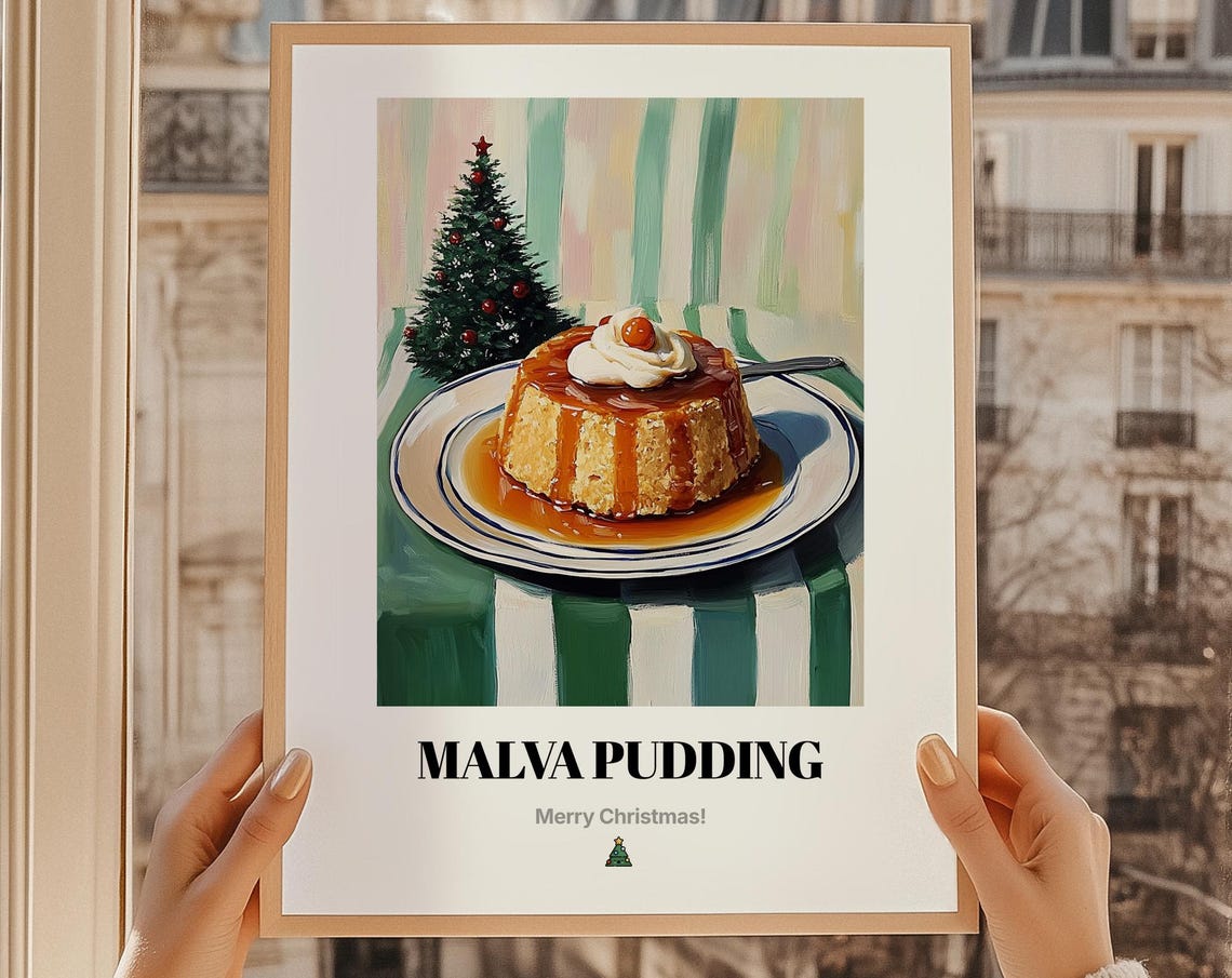 Malva Pudding South African Christmas Dessert Oil Painting Poster