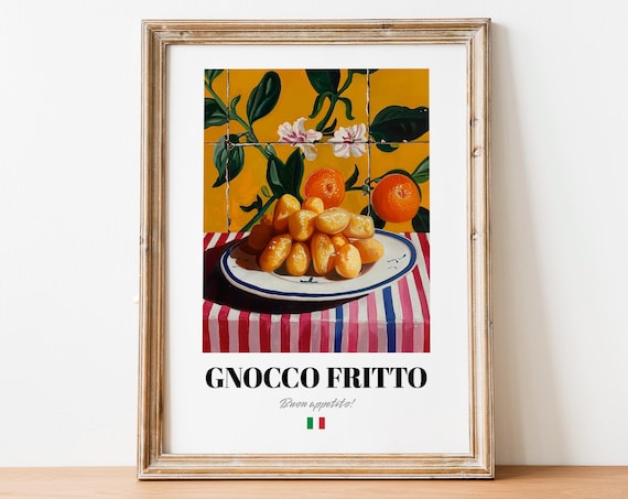 Gnocco Fritto Italian Fried Dough Painting Orange Tile Art Poster
