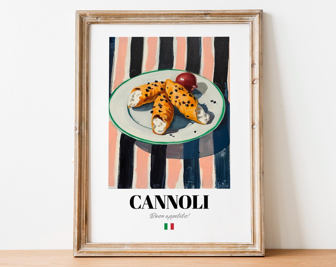 Vintage Cannoli Wall Decor Italian Dessert Poster For Kitchens