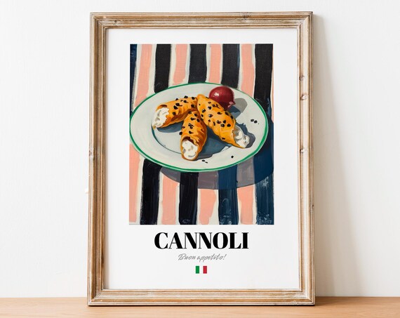 Cannoli Buon Appetito Colorful Italian Dessert Kitchen Wall Art