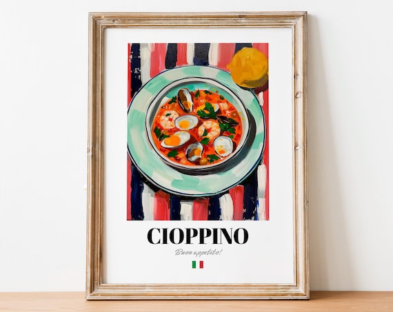 Cioppino Italian Seafood Stew with Mussels Buon Appetito Wall Poster