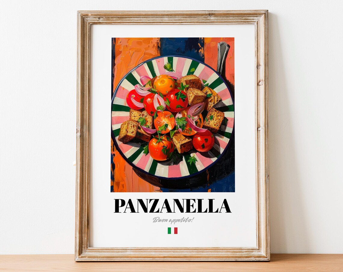 Panzanella Tuscan Bread Salad Painted Italian Food Dining Room Poster
