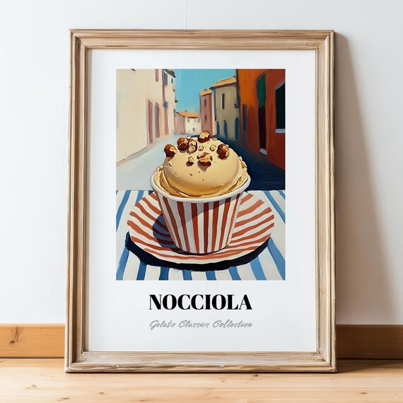 Nocciola Hazelnut Gelato Cup Italian Street Scene Dessert Poster
