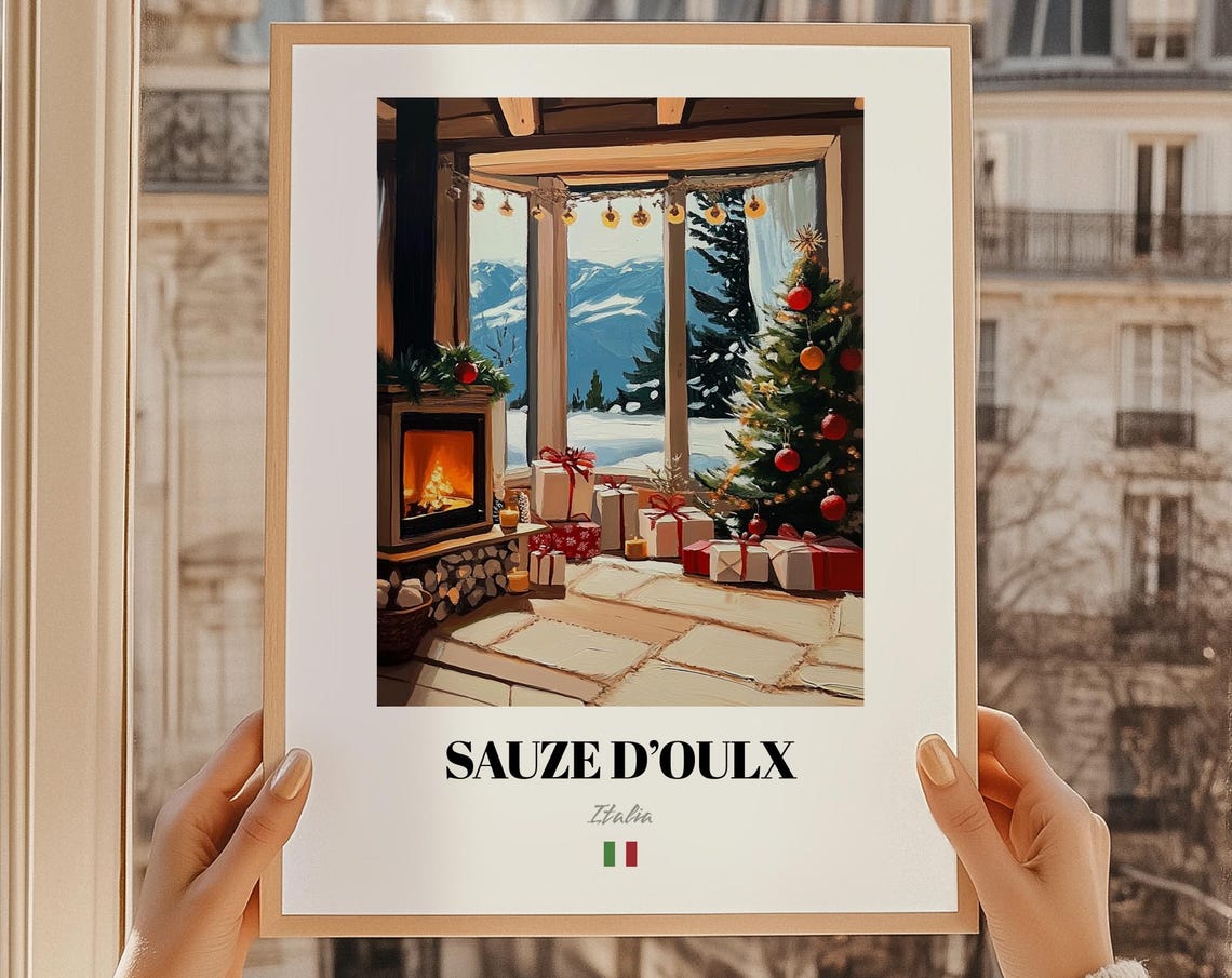 Sauze Doulx Italy Ski Resort Wall Art Print Poster Christmas Gift