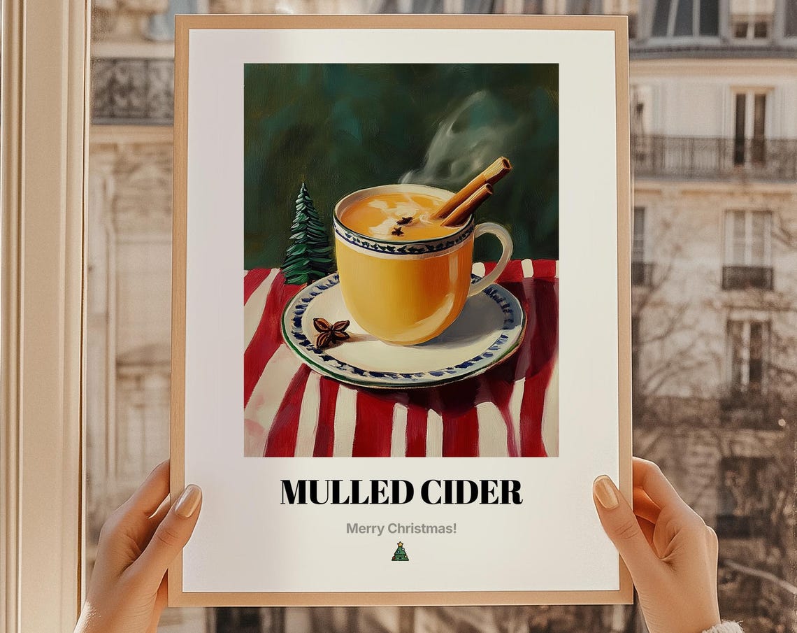 Mulled Cider Print Poster Christmas Drink Wall Art Gift British