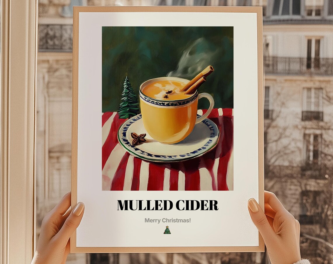 Mulled Cider Spiced Apple Christmas Holiday Warm Drink Poster