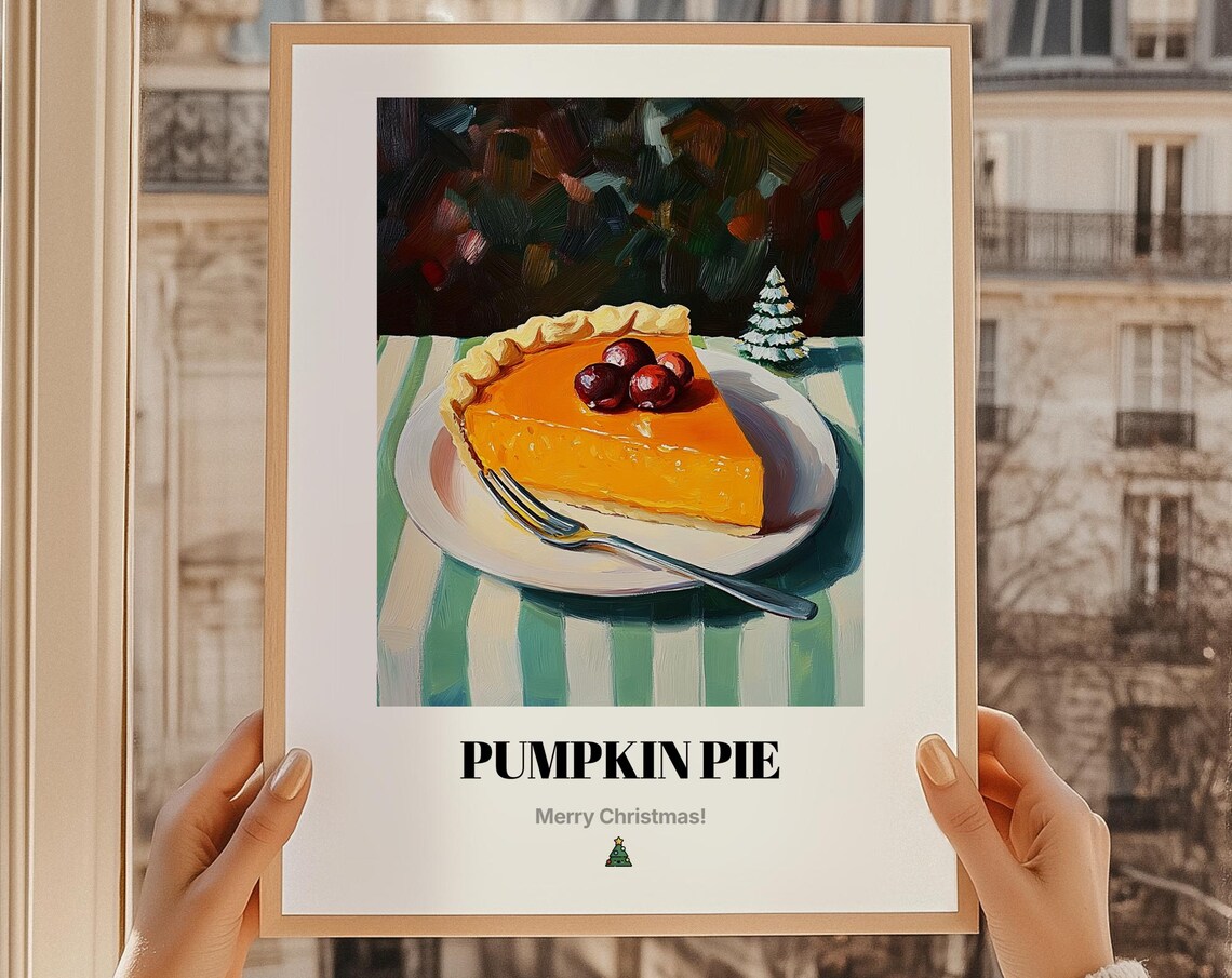 Pumpkin Pie Christmas Art Print, Merry Gift