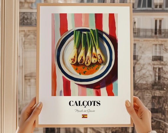 Calcots Grilled Green Onions Spanish Tapas Dish Illustration Poster