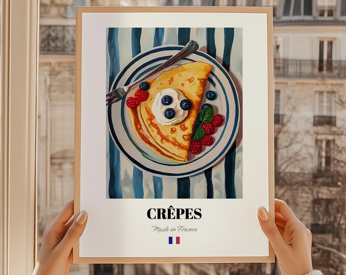 Crpes French Pastry Poster Crepes Painting Kitchen Art Mothers Day Brunch Wall