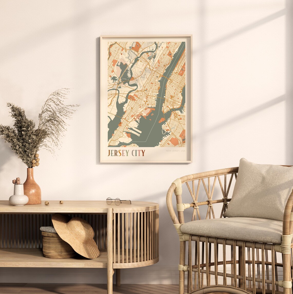 Jersey City New Jersey Boho Street Map Poster for Travel Fans - Image 2