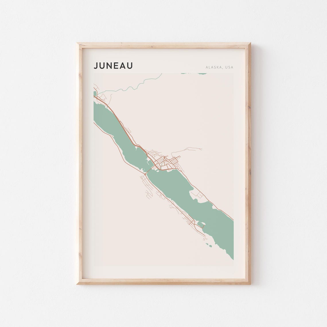 Juneau Alaska Minimalist Line Street Map Modern City Art Poster