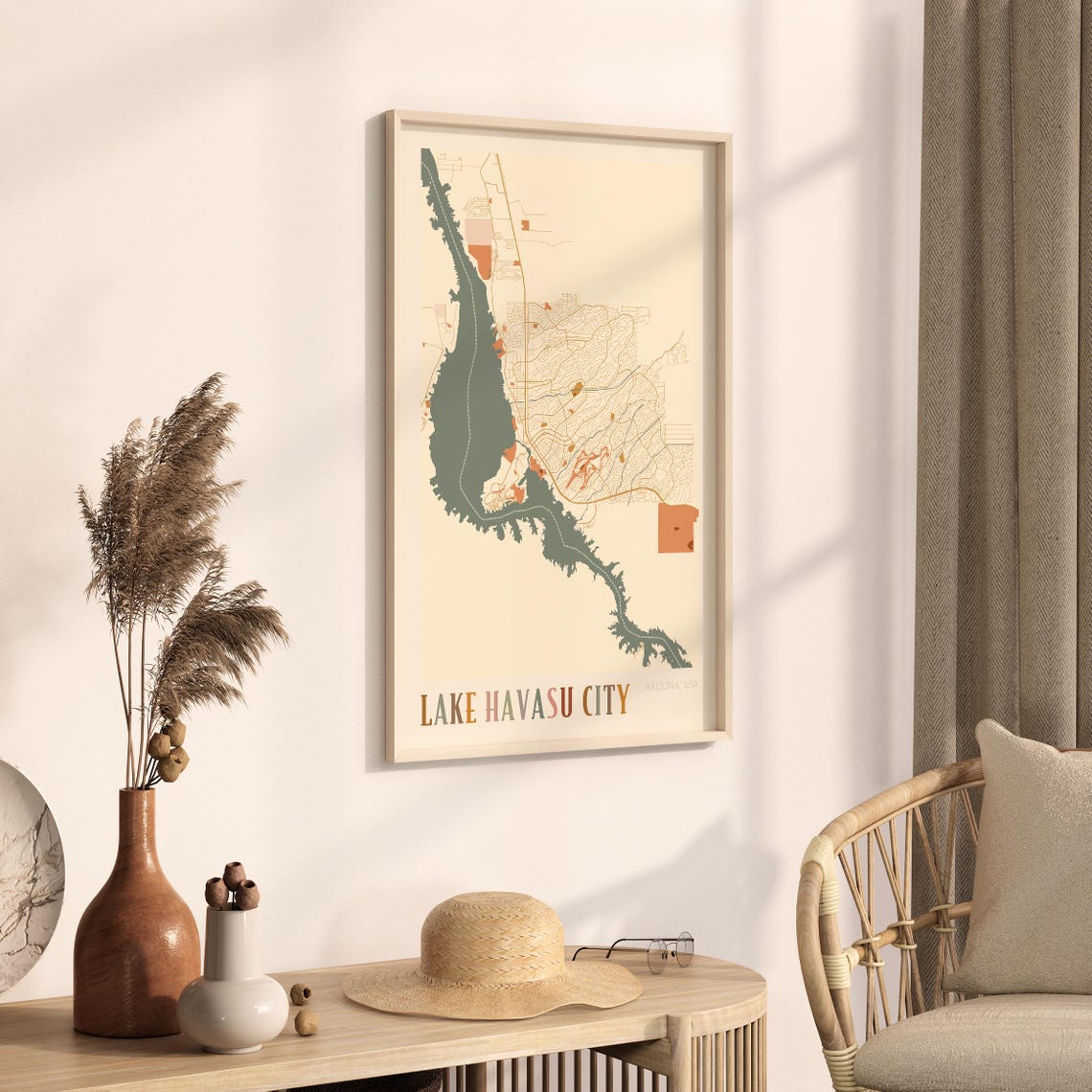 Lake Havasu City Map Poster Lake Havasu City Print Lake Havasu City Poster Lake Havasu City Wall Art Arizona Travel Gift Boho Wall Art - Image 3