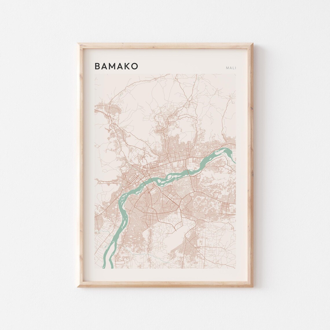 Bamako Map Poster Print Wall Art Mali Africa Travel Gift Minimalist