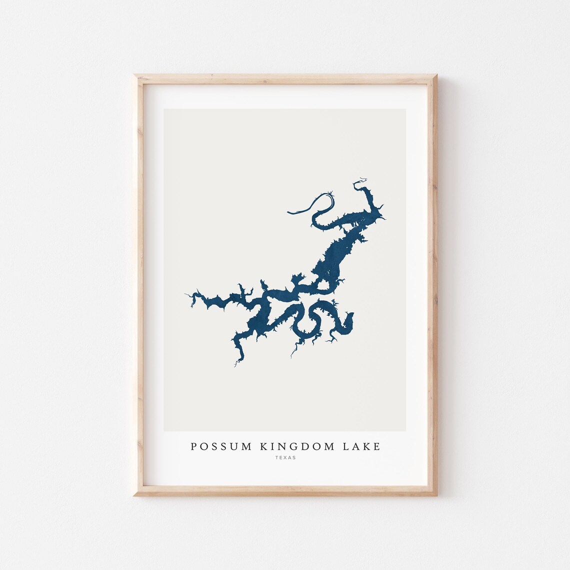 Possum Kingdom Lake Texas Map Art Navy Minimalist Lake Outline Poster