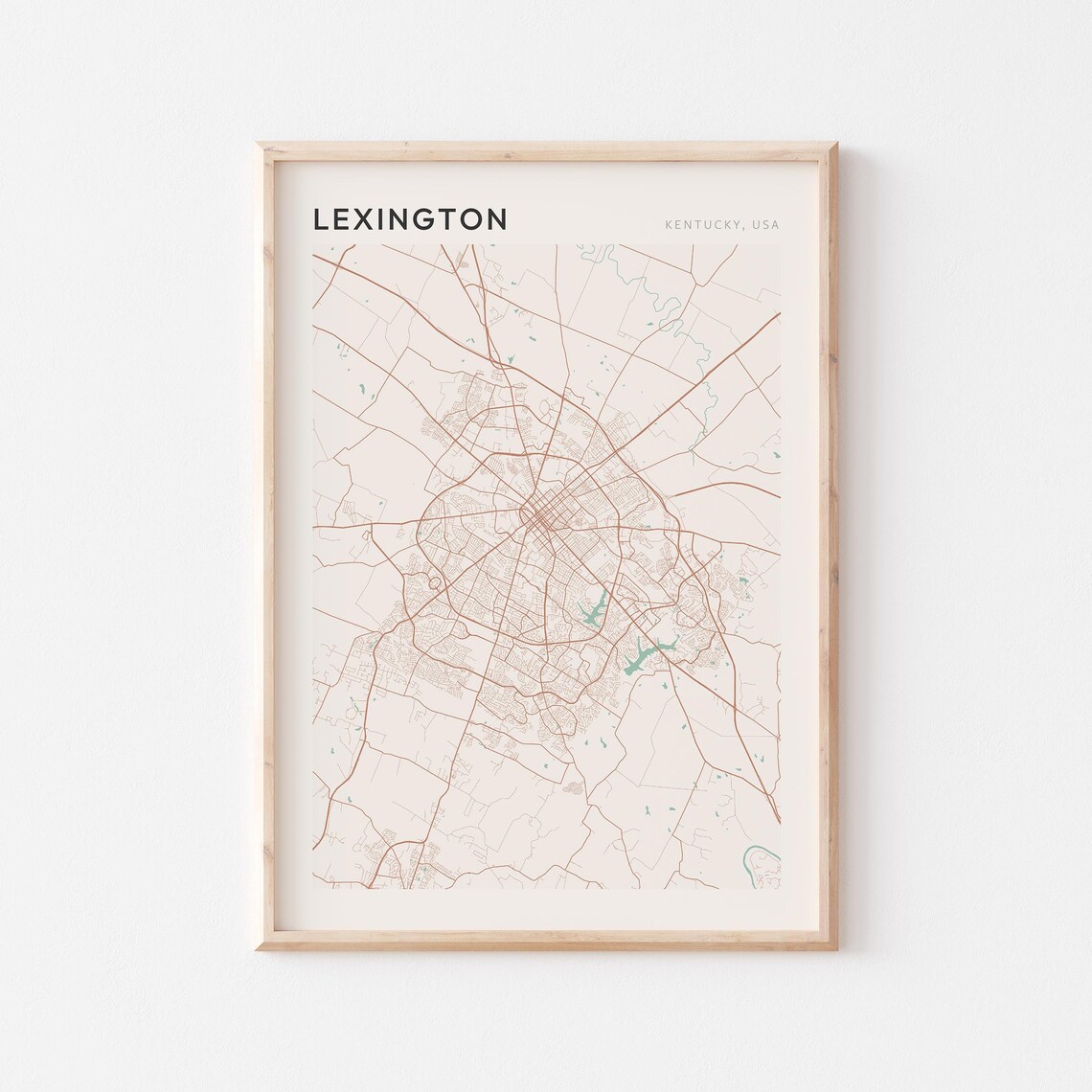 Lexington Kentucky City Map Poster Minimalist Line Art Modern Wall Decor Gift