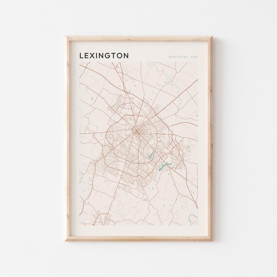 Lexington Kentucky City Map Poster Minimalist Line Art Modern Wall Decor Gift