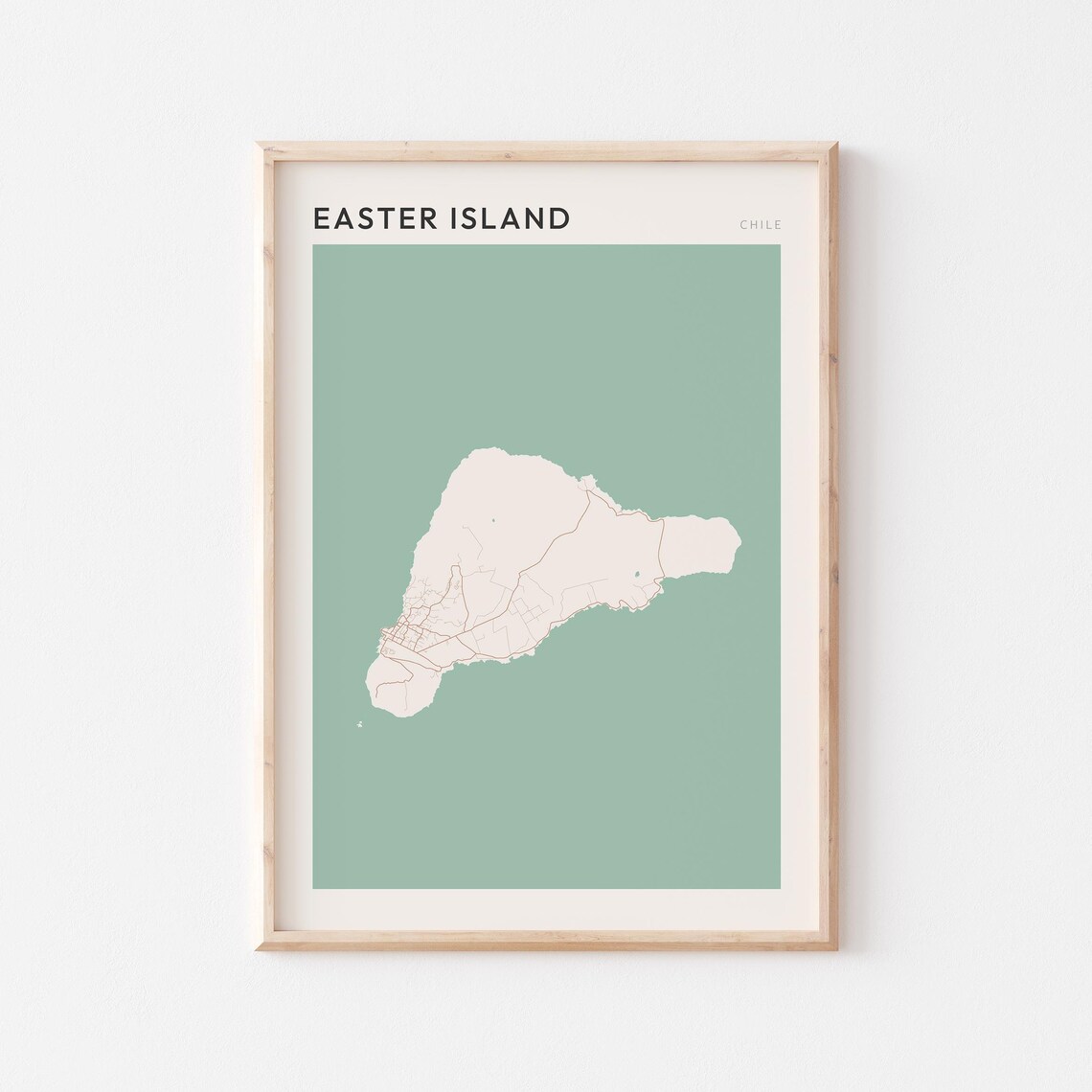 Easter Island Map Minimalist Poster Print, Chile