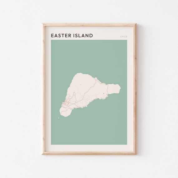 Easter Island Map Minimalist Poster Print, Chile