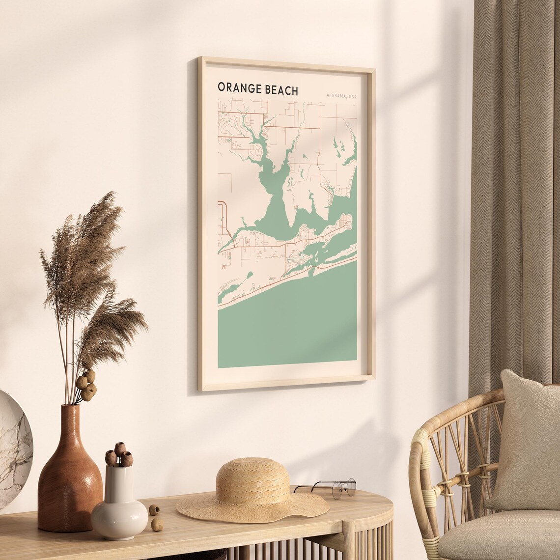 Orange Beach Alabama Minimalist Line Street Map Modern City Art Poster - Image 3