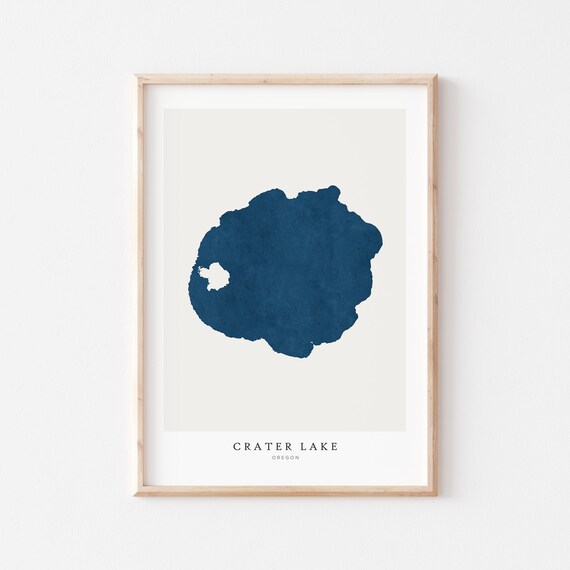 Crater Lake Map Poster Print, Oregon Gift