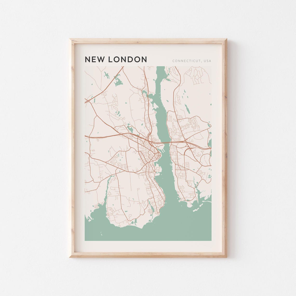 New London Map Poster New London Print New London Poster New London Wall Art Connecticut Travel Gift Farmhouse Wall Decor Office Art