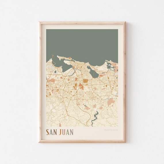San Juan Map Poster Print Wall Art Puerto Rico Travel Gift Boho Decor