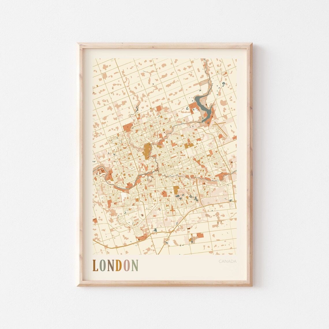 London Ontario Map Poster London Wall Art London City Map London Art Print London Poster London Ontario Canada Boho Wall Art