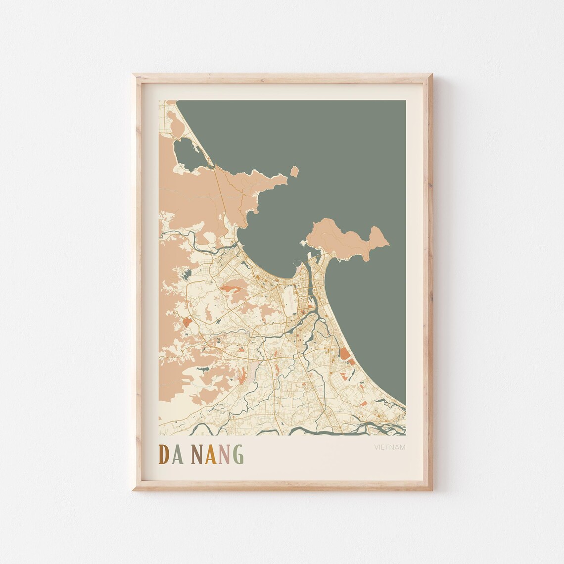 Da Nang Map Poster Print Wall Art Vietnam Travel Gift Boho