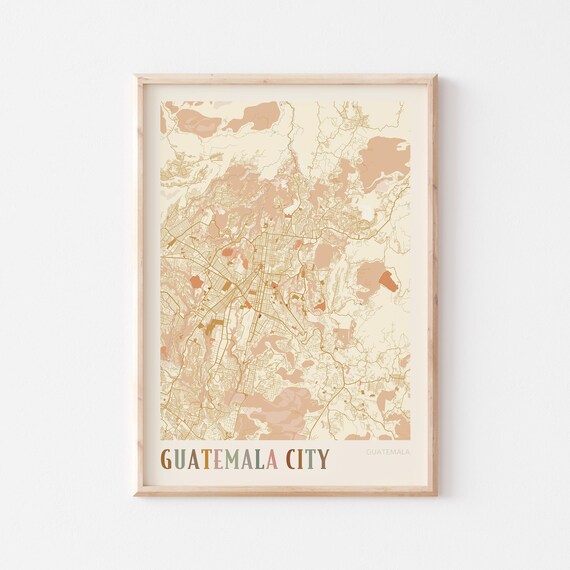 Guatemala City Map Poster Print Wall Art Travel Gift Boho
