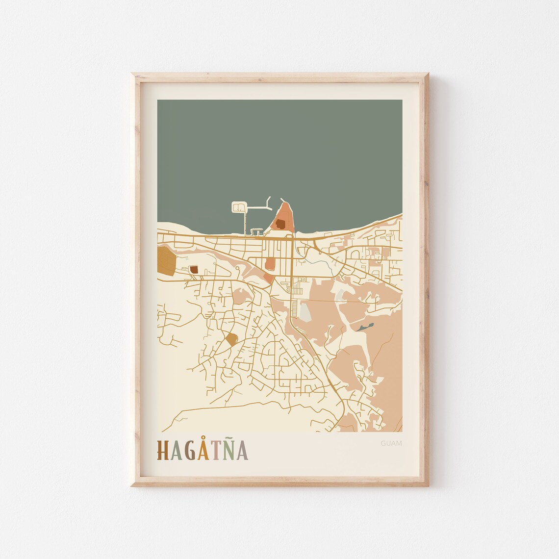 Hagatna Guam Minimalist City Street Map Travel Art Decor Poster