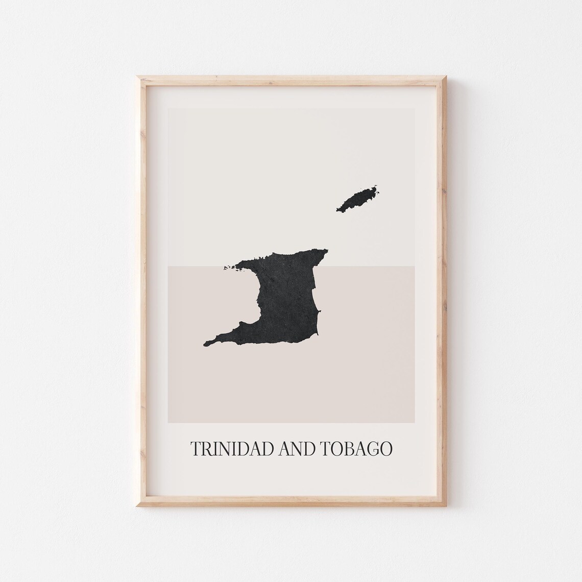 Trinidad And Tobago Minimalist Country Map Beige Silhouette Travel Poster