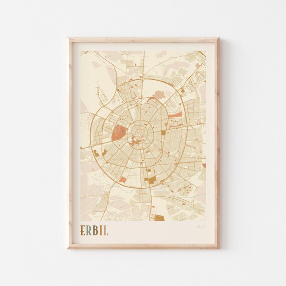 Erbil Map Poster Print Wall Art Iraq Travel Gift Boho