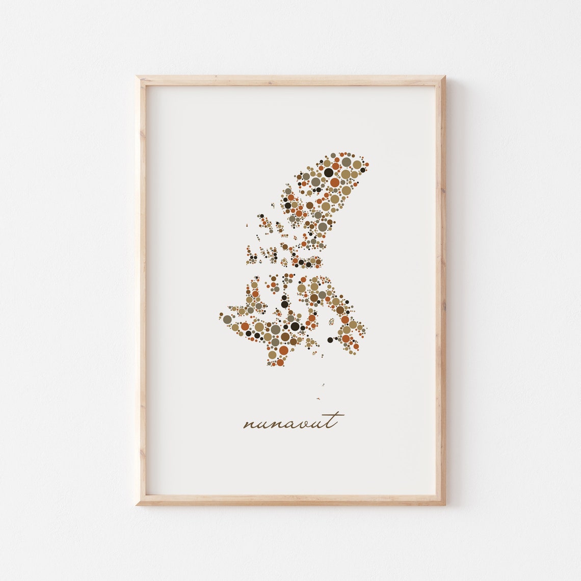 Nunavut Canada Colorful Dot Art Territory Map Script Decor Poster - Image 2