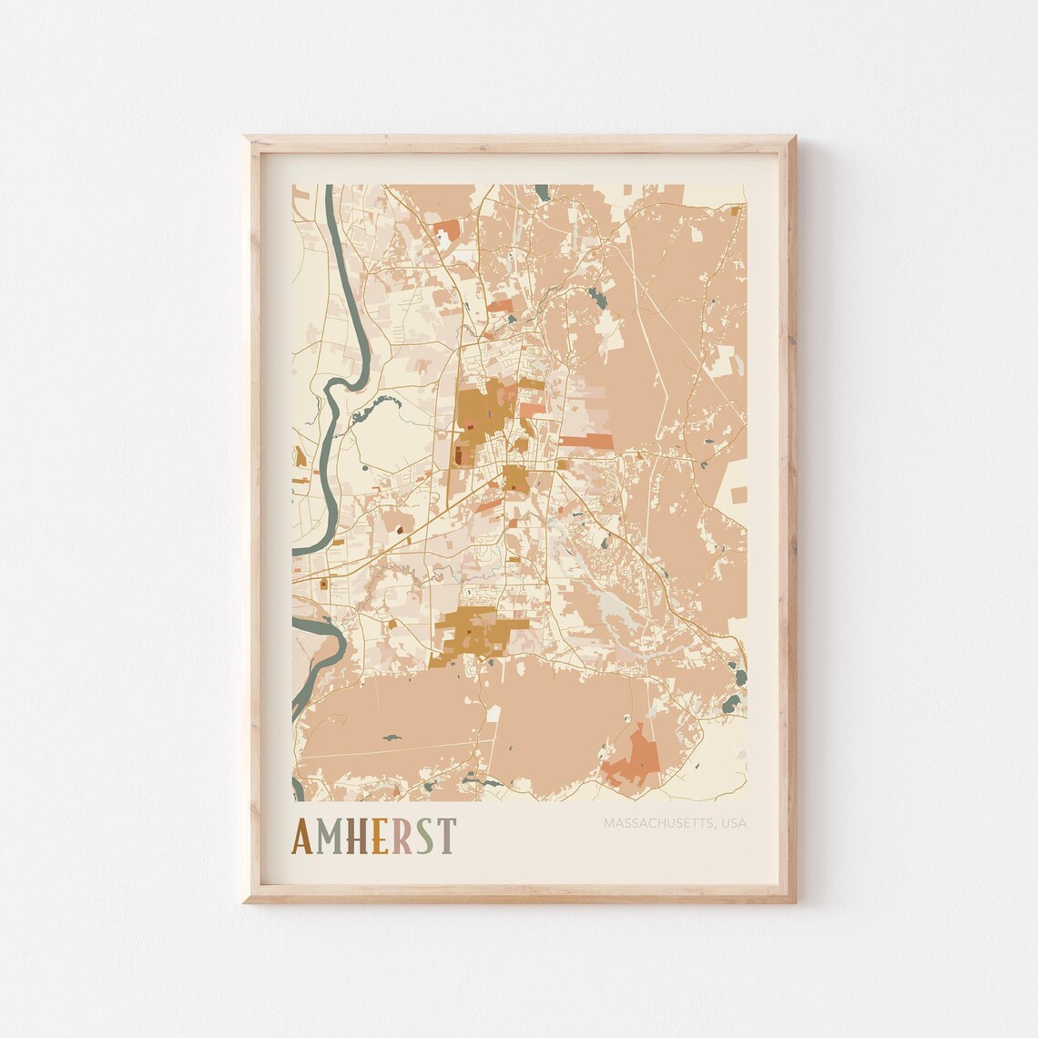 Amherst Map, Massachusetts Travel Gift Poster